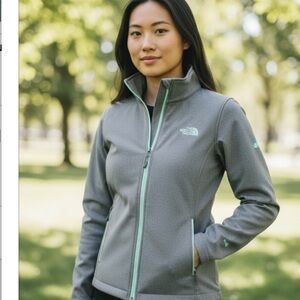 The North Face Women's Gray and Mint Apex Bionic Soft Shell jacket sz S